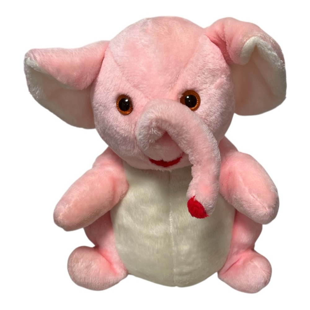 Etone 1978 Elephant Pink and White Plush Toy Stuffed Animal VTG